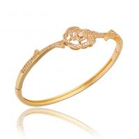 Brass Bangle, gold color plated, Adjustable & micro pave cubic zirconia & for woman, 60x3mm, Sold By PC