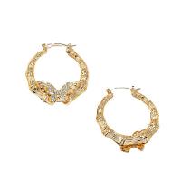 Iron Hoop Earring fashion jewelry & for woman & with rhinestone golden nickel lead & cadmium free Sold By Pair