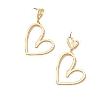 Iron Earring Heart fashion jewelry & for woman & hollow golden nickel lead & cadmium free Sold By Pair