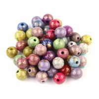Gemalte-Acryl-Perlen, Acryl, rund, DIY & imitiertes Porzellan, gemischte Farben, verkauft von Tasche