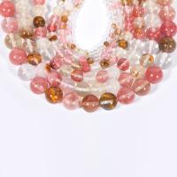 Prirodni kvarc nakit Beads, Cherry Quartz, Krug, uglađen, možete DIY, crven, Prodano Per Približno 38 cm Strand