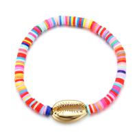 Polymer Ton Armband, mit Muschel & Zinklegierung, handgemacht, unisex, gemischte Farben, Länge:18 cm, verkauft von PC