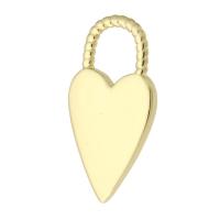 Bijoux pendentifs en laiton, coeur, Placage de couleur d'or, bijoux de mode & DIY, doré, 9x18x2mm, Trou:Environ 5mm, 10PC/lot, Vendu par lot