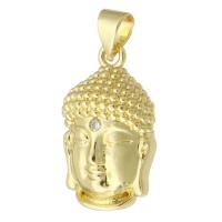 Cubic Zirconia Micro Pave Brass Pendant, Buddha, gold color plated, fashion jewelry & DIY & micro pave cubic zirconia, golden, 12x21x6mm, Hole:Approx 3mm, 10PCs/Lot, Sold By Lot