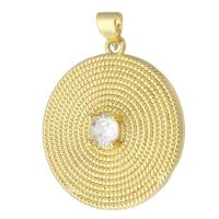 Cubic Zirconia Brass Pendants Round gold color plated fashion jewelry & DIY & micro pave cubic zirconia golden Approx 3mm Sold By Lot
