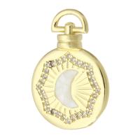 Cubic Zirconia Micro Pave Brass Pendant, Round, gold color plated, fashion jewelry & DIY & micro pave cubic zirconia, more colors for choice, 18x25x5mm, Hole:Approx 5mm, 10PCs/Lot, Sold By Lot