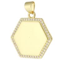 Cubic Zirconia Micro Pave Brass Pendant Polygon gold color plated fashion jewelry & DIY & micro pave cubic zirconia golden Approx 3mm Sold By Lot