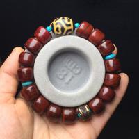 Ox Bone Bracelet, with Turquoise & Cloisonne, barrel, polished, anti-fatigue & different styles for choice & for man, more colors for choice, 14mm, Sold By PC
