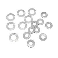 304 Stainless Steel Chain Tab, Donut, polished, fashion jewelry & polished & DIY & Unisex & different size for choice & double-hole, original color, 100PCs/Bag, Sold By Bag
