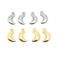 Stainless Steel Pendants, 304 Stainless Steel, Moon, Galvanic plating, fashion jewelry & polished & DIY & Unisex, more colors for choice, 16x8x3.30mm, Hole:Approx 1mm, 100PCs/Bag, Sold By Bag