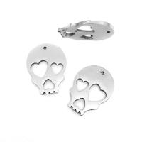 Stainless Steel Skull Pendants, 304 Stainless Steel, machine polished, fashion jewelry & polished & DIY & Unisex & Halloween Jewelry Gift, original color, 21x16x1.50mm, Hole:Approx 1.2mm, Sold By PC