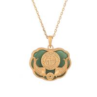 Brass Necklace, with Jade, Imitation Hetian Jade & fashion jewelry & for woman, nickel, lead & cadmium free, 24x26mm, Length:Approx 17.71 Inch, Sold By PC