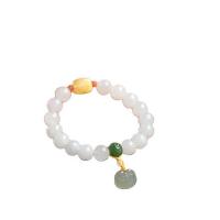 Hetian Jade bracelet, avec cire d'abeille, bijoux de mode & unisexe, 10mm, Vendu par Environ 6.5 pouce brin