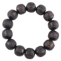 black Sandalwood Bouddhiste bracelet de perles, gravé, bijoux de mode & unisexe, 14x15mm, Vendu par Environ 6.22 pouce brin