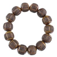 Padouk Noir Bouddhiste bracelet de perles, gravé, bijoux de mode & unisexe, 14x15mm, Vendu par Environ 6.22 pouce brin