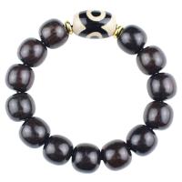 black Sandalwood Bouddhiste bracelet de perles, avec agate Tibétaine, bijoux de mode & unisexe, 14*15mm,15*22mm, Vendu par Environ 6.69 pouce brin