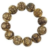 Aloewood Bouddhiste bracelet de perles, gravé, bijoux de mode & unisexe, 20mm, Environ 12PC/brin, Vendu par brin