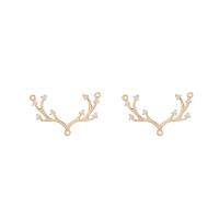 Cubic Zirconia Micro Pave Brass Connector, Antlers, gold color plated, DIY & micro pave cubic zirconia & 1/2 loop, golden, nickel, lead & cadmium free, 28.50x16.50mm, Sold By PC