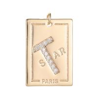 Cubic Zirconia Micro Pave Brass Pendant Square gold color plated DIY & micro pave cubic zirconia nickel lead & cadmium free Sold By PC