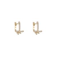 Cubic Zirconia Micro Pave Brass Earring irregular gold color plated fashion jewelry & micro pave cubic zirconia nickel lead & cadmium free Sold By Pair