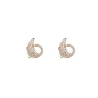 Cubic Zirconia Micro Pave Brass Earring Swan gold color plated fashion jewelry & micro pave cubic zirconia & for woman golden nickel lead & cadmium free Sold By Pair