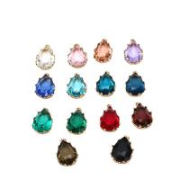 Brass Jewelry Pendants, with Crystal, Teardrop, plated, DIY, more colors for choice, nickel, lead & cadmium free, 10x17mm, 10PCs/Lot, Sold By Lot