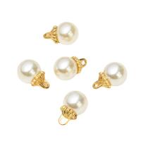 Brass Jewelry Pendants Zinc Alloy with ABS Plastic Pearl Round plated DIY nickel lead & cadmium free 10mm Sold By Lot