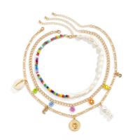 Multi Layer Necklace Zinc Alloy with Seedbead & iron chain & Shell gold color plated fashion jewelry & multilayer & for woman Length Approx 13.8 Inch Approx 17.7 Inch Sold By PC