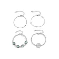 Zinc Alloy Bracelet Set with iron chain & Cats Eye with 1.9inch extender chain platinum color plated 4 pieces & fashion jewelry & for woman Length Approx 6.2 Inch Sold By Set
