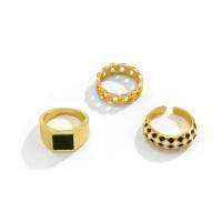 Juego de anillos de aleación de zinc, chapado, tres piezas & para mujer & esmalte, más colores para la opción, libre de níquel, plomo & cadmio, 17mm, tamaño:6.5, Vendido por Set
