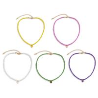 Glasperlen -Halsketten-, Seedbead, mit Zinklegierung, mit Verlängerungskettchen von 2.7inch, Herz, goldfarben plattiert, für Frau & Emaille, keine, Länge:ca. 13.8 ZollInch, verkauft von PC
