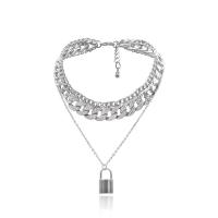 Multi Layer Necklace Zinc Alloy with Iron Lock platinum color plated multilayer & for woman & with rhinestone 29mm Length Approx 13 Inch Approx 17 Inch Sold By PC