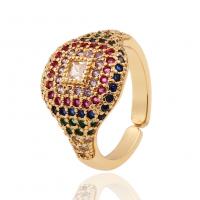Messing Manchet Finger Ring, gold plated, Verstelbare & micro pave zirconia & voor vrouw, meer kleuren voor de keuze, 22mm, Verkocht door PC