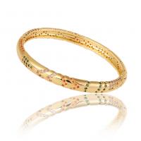 laiton bracelet ordinaire, Placage de couleur d'or, Réglable & pavé de micro zircon & pour femme, 60mm, Vendu par PC