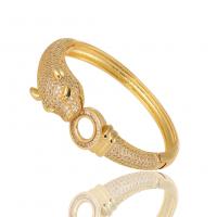 Brass Cuff Bangle gold color plated Adjustable & micro pave cubic zirconia & for woman 60mm Sold By PC
