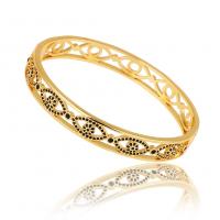 Brass Bangle, gold color plated, Adjustable & micro pave cubic zirconia & for woman & hollow, 60mm, Sold By PC