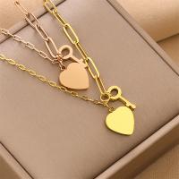 Titanium Steel Necklace with 1.97inch extender chain heart and key Vacuum Ion Plating fashion jewelry & for woman Length Approx 17.72 Inch Sold By PC