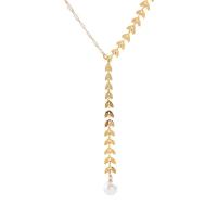 Collier d'acier titane, avec perle de plastique, avec 1.97inch chaînes de rallonge, bijoux de mode & pour femme, doré, Longueur:Environ 17.72 pouce, Vendu par PC