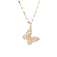Titanstahl Halskette, mit Verlängerungskettchen von 1.97inch, Schmetterling, Modeschmuck & Micro pave Zirkonia & für Frau, keine, Länge:ca. 17.72 ZollInch, verkauft von PC