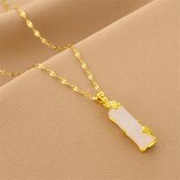 Titanium Steel Necklace, with Cubic Zirconia, with 1.97inch extender chain, Vacuum Ion Plating, fashion jewelry & for woman, golden, Length:Approx 17.72 Inch, Sold By PC