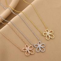 Titanium Steel Necklace, with 1.97inch extender chain, Flower, fashion jewelry & for woman & with rhinestone, more colors for choice, Length:Approx 17.72 Inch, Sold By PC