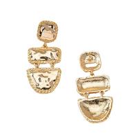 Boucles d'oreilles en alliage de zinc, bijoux de mode & pour femme, doré, protéger l'environnement, sans nickel, plomb et cadmium, 65x27mm, Vendu par paire