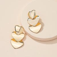 Jern Drop Earring, Heart, mode smykker & for kvinde, gylden, nikkel, bly & cadmium fri, 50x28mm, Solgt af par