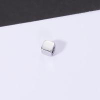 Stainless Steel Beads 304 Stainless Steel Square plated DIY silver color 4mm Sold By PC