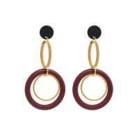 Wood Earring, with Tibetan Style, Tibetan Style post pin, for woman, red, 85x42mm, Sold By Pair