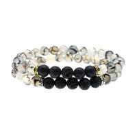 Gemstone Bracelets Agate with Lava & Zinc Alloy Unisex & radiation protection 8mm Length Approx 21 cm Sold By PC