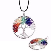 Gemstone Pendants Jewelry Zinc Alloy with Natural Gravel Round mixed colors 10-40mm Sold By PC