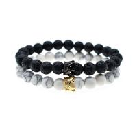 Gemstone Bracelets Lava with Howlite & Zinc Alloy Unisex & anti-fatigue Length Approx 21 cm Sold By PC