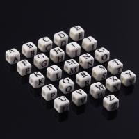 Porcelain Jewelry Beads, Square, DIY & with letter pattern, mixed colors, 8mm, 100PCs/Strand, Sold By Strand