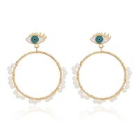 Zinc Alloy Drop Earrings with Plastic Pearl zinc alloy post pin plated for woman & enamel mixed colors Sold By PC